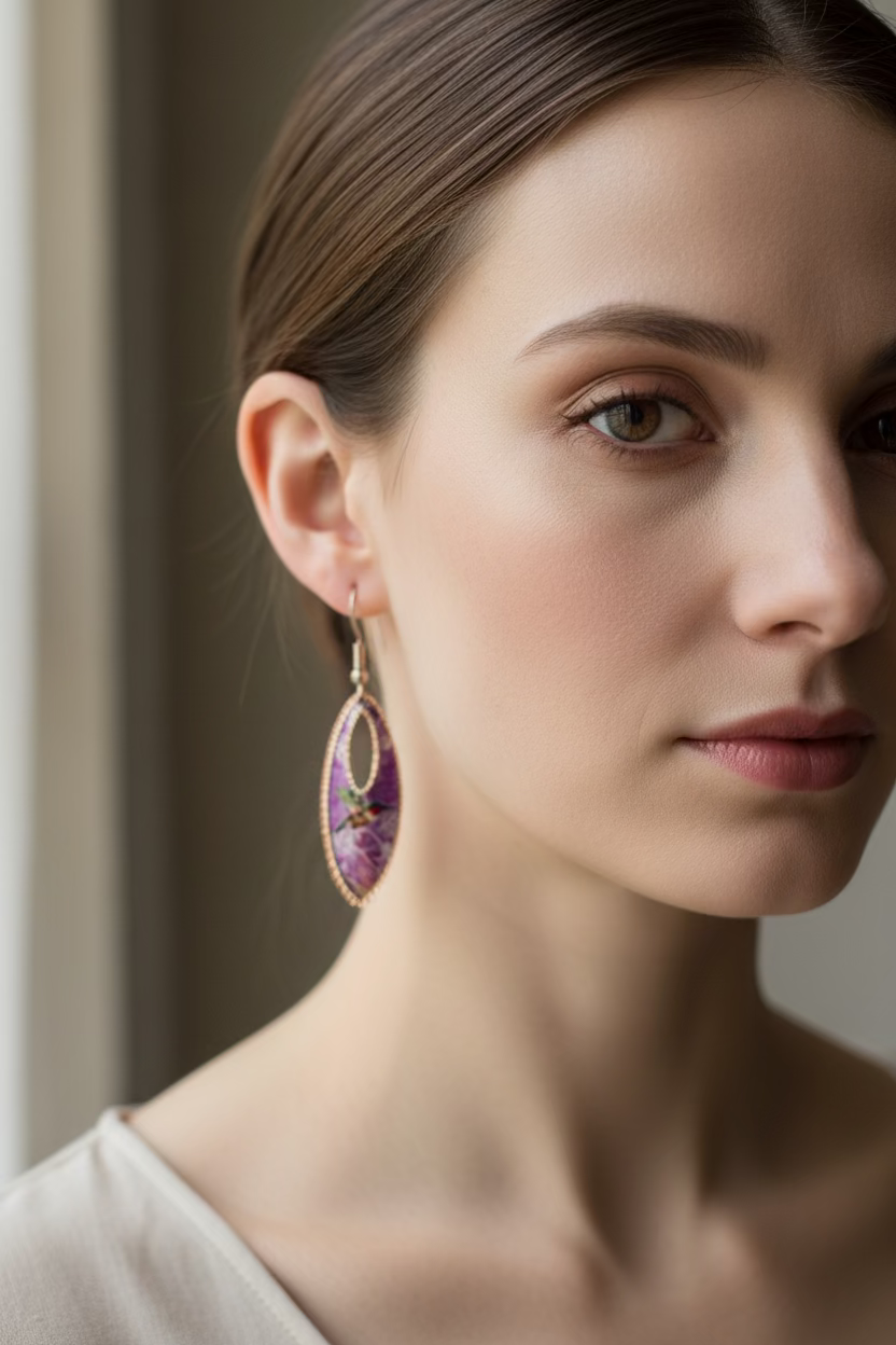 Joyful Hummingbird Copper Earrings