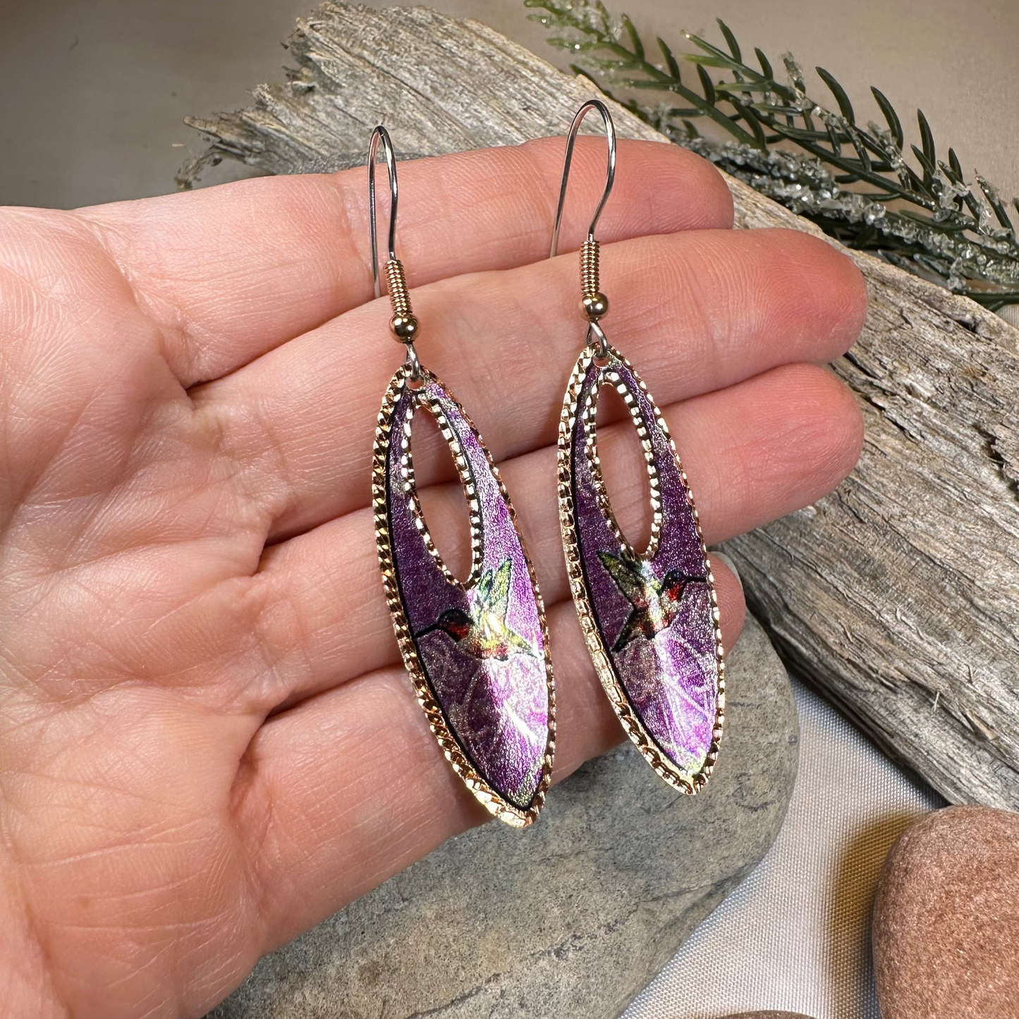 Joyful Hummingbird Copper Earrings