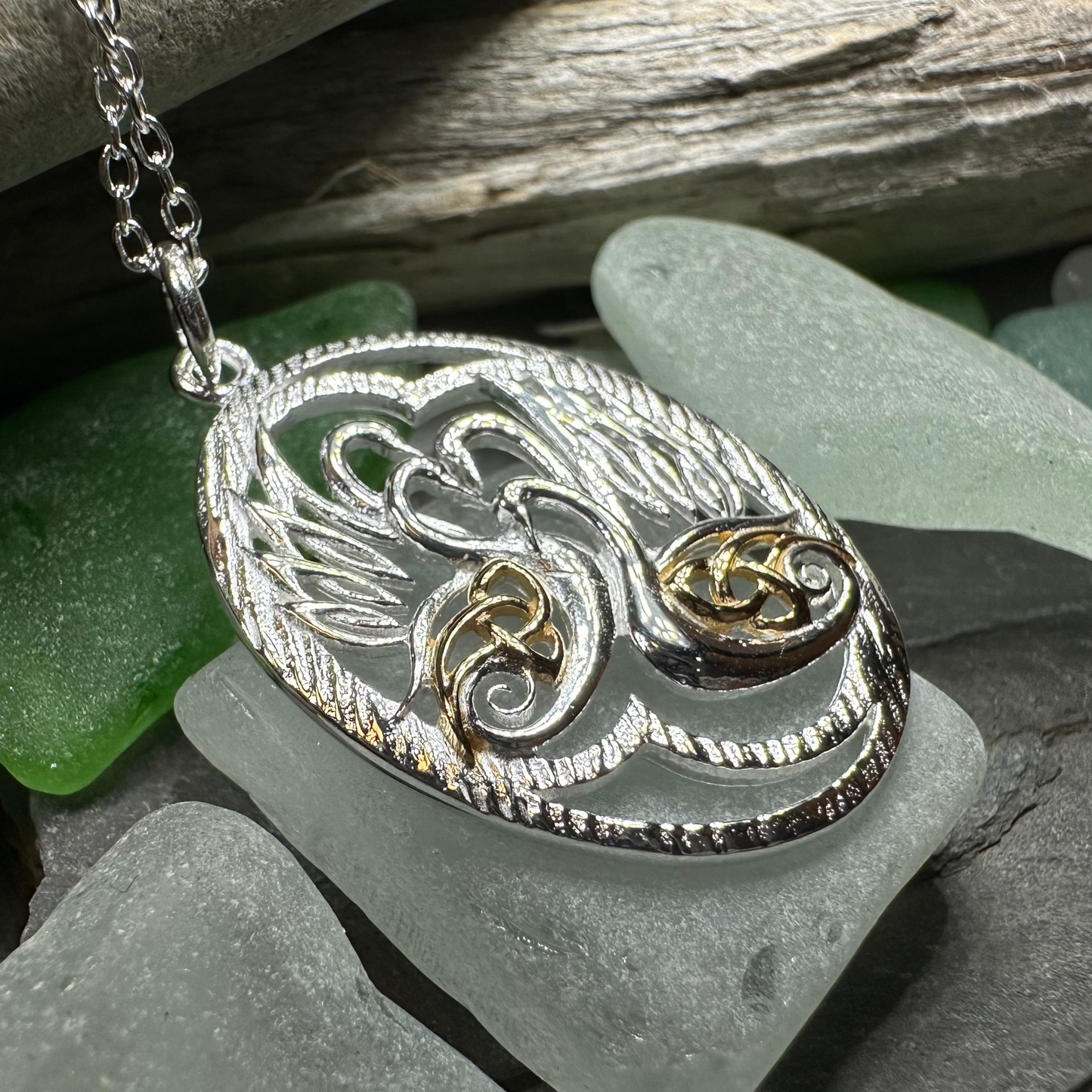 Golden Children of Lir Swan Necklace
