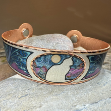 Load image into Gallery viewer, Moondreamer Cat Copper Cuff Bracelet
