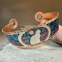 Load image into Gallery viewer, Moondreamer Cat Copper Cuff Bracelet
