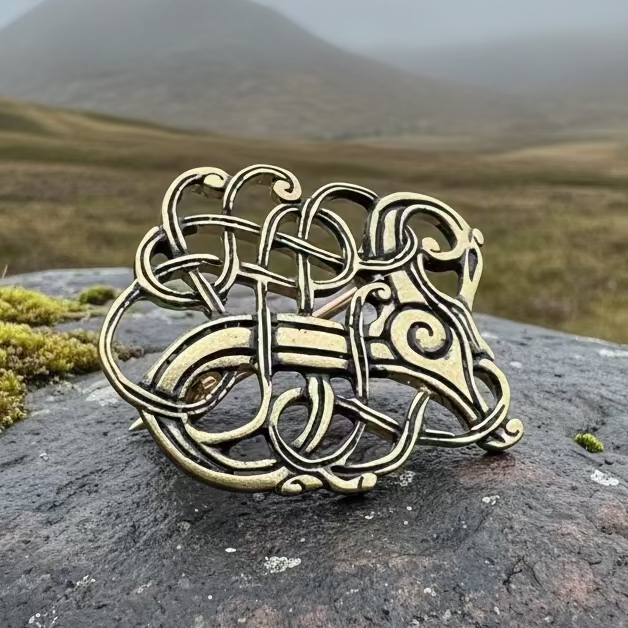 Lindholm Hoeje Celtic Viking Brooch - Bronze Historical Reproduction Pin