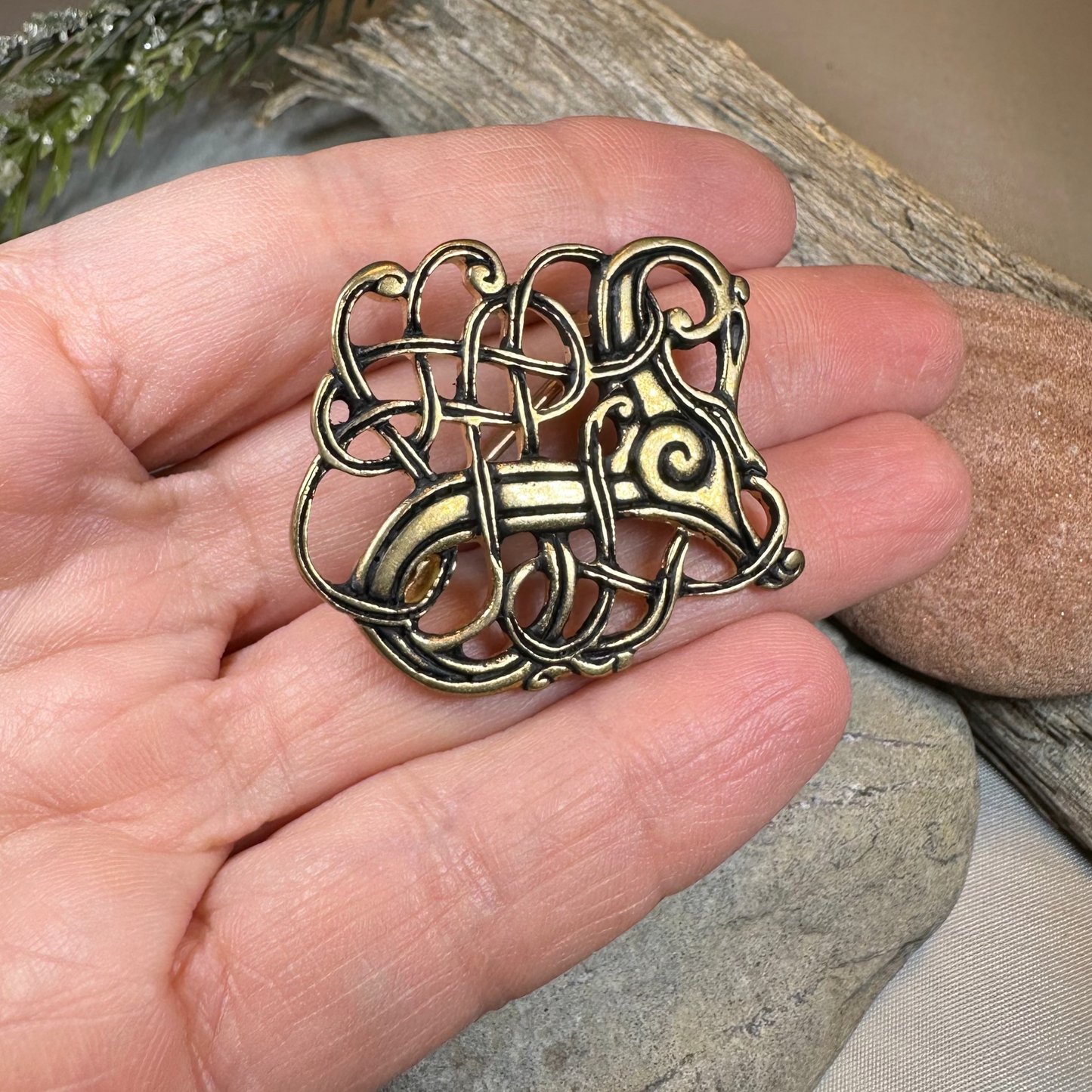 Lindholm Hoeje Celtic Viking Brooch - Bronze Historical Reproduction Pin