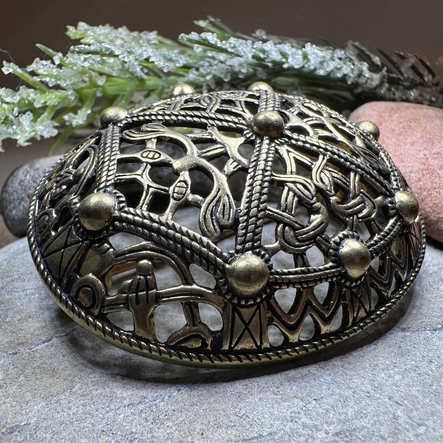 Large Akershus Viking Celtic Brooch - Bronze Historical Reproduction Pin — view 3