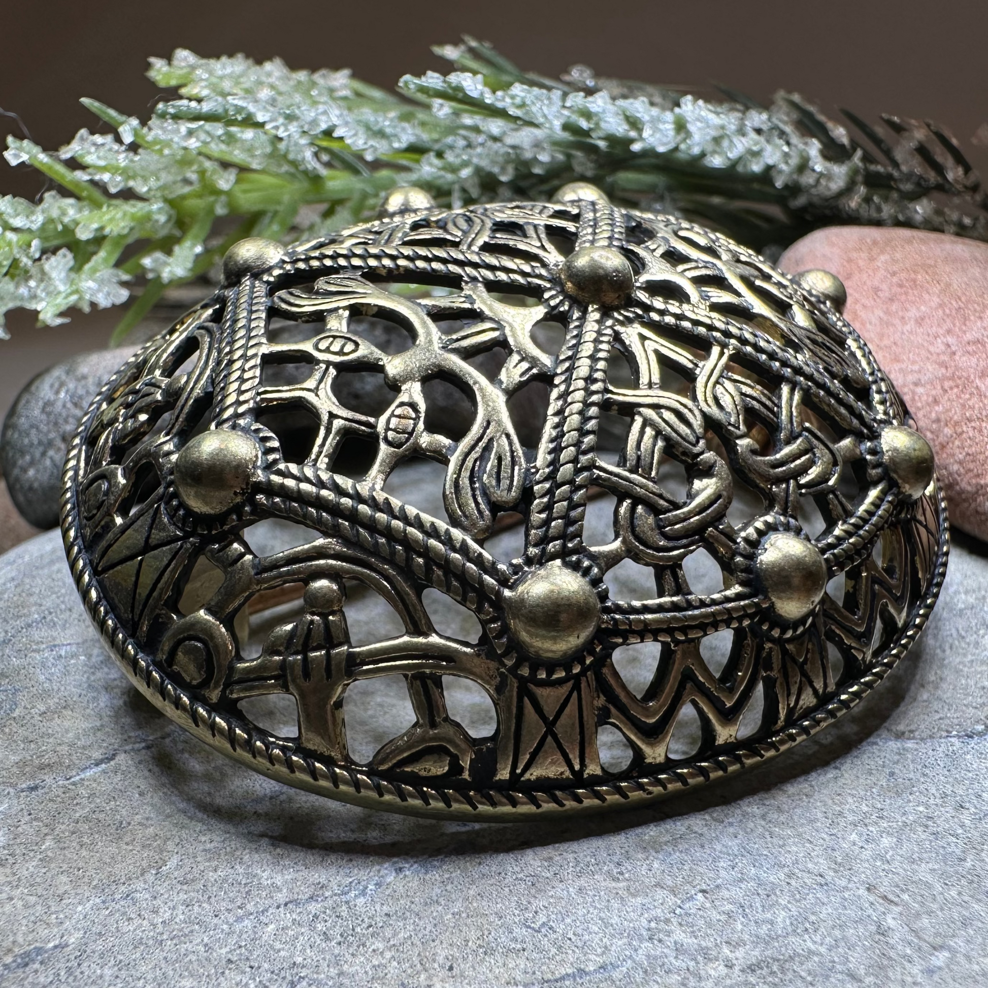Large Akershus Viking Celtic Brooch - Bronze Historical Reproduction Pin — view 3