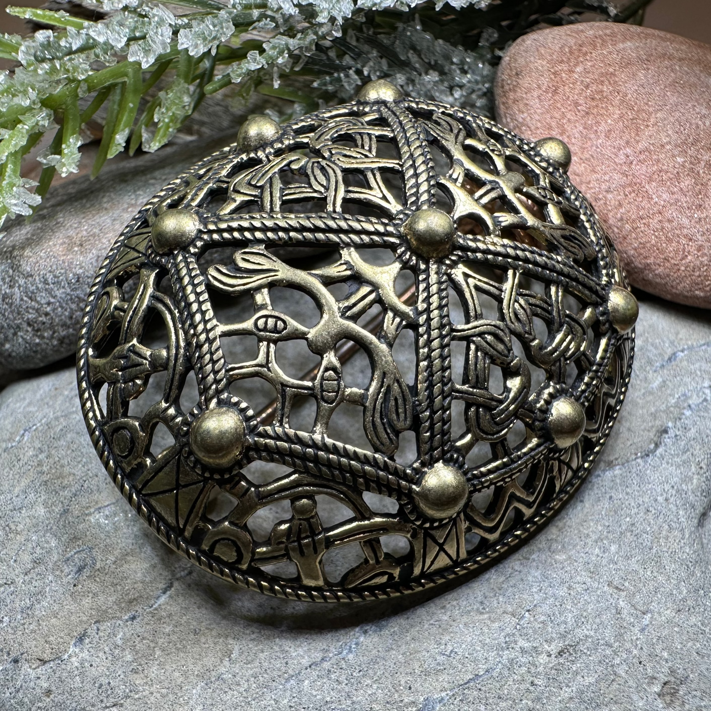 Large Akershus Viking Celtic Brooch - Bronze Historical Reproduction Pin — view 4