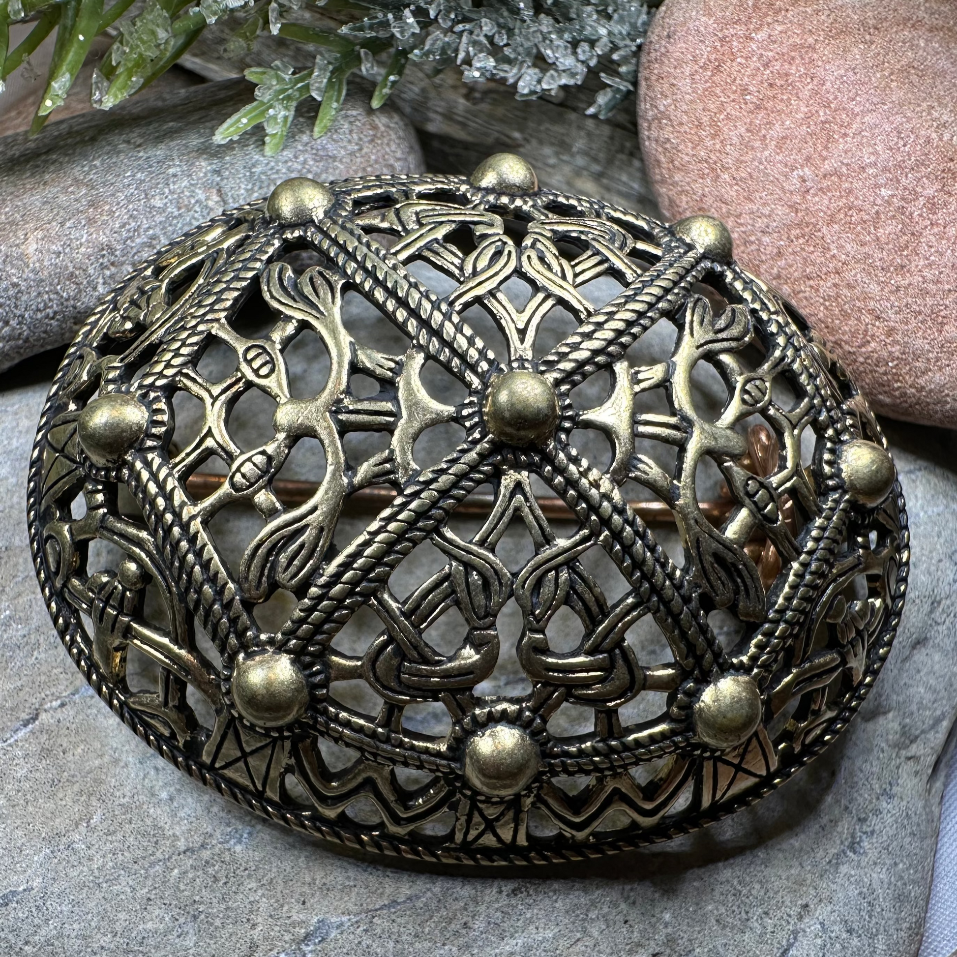 Large Akershus Viking Celtic Brooch - Bronze Historical Reproduction Pin — view 5