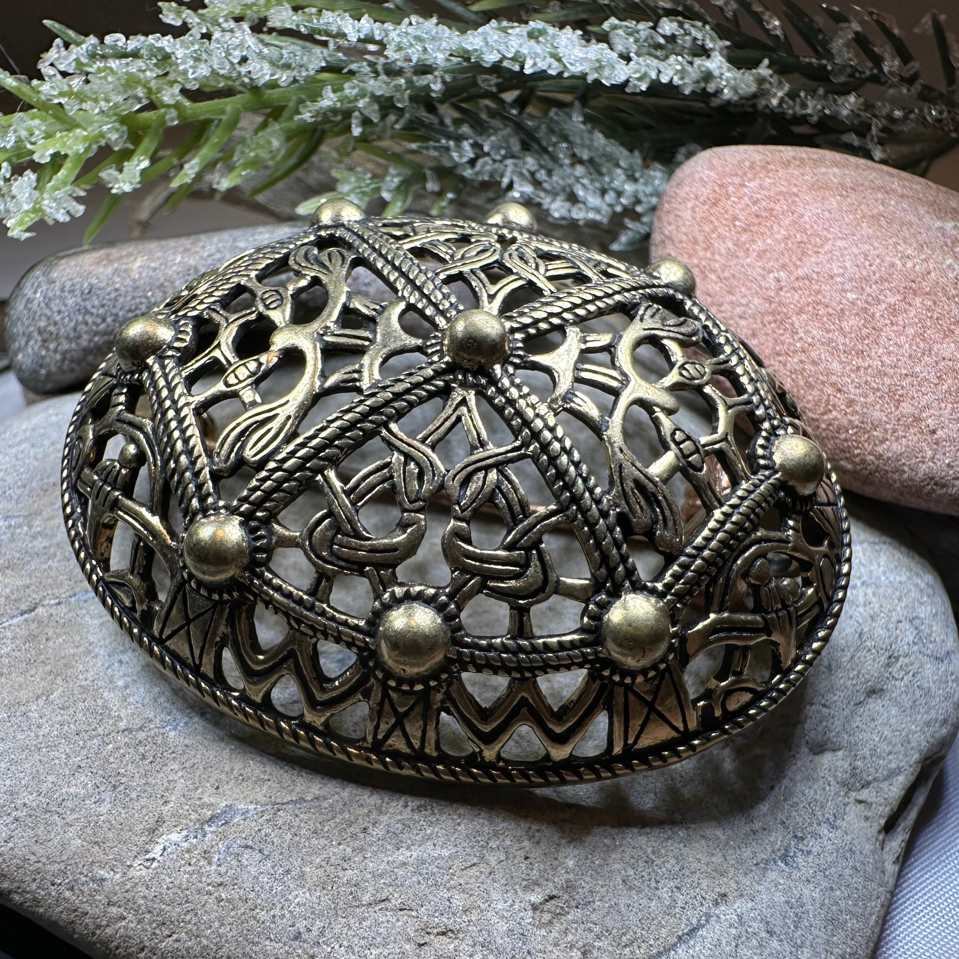 Large Akershus Viking Celtic Brooch - Bronze Historical Reproduction Pin — view 7