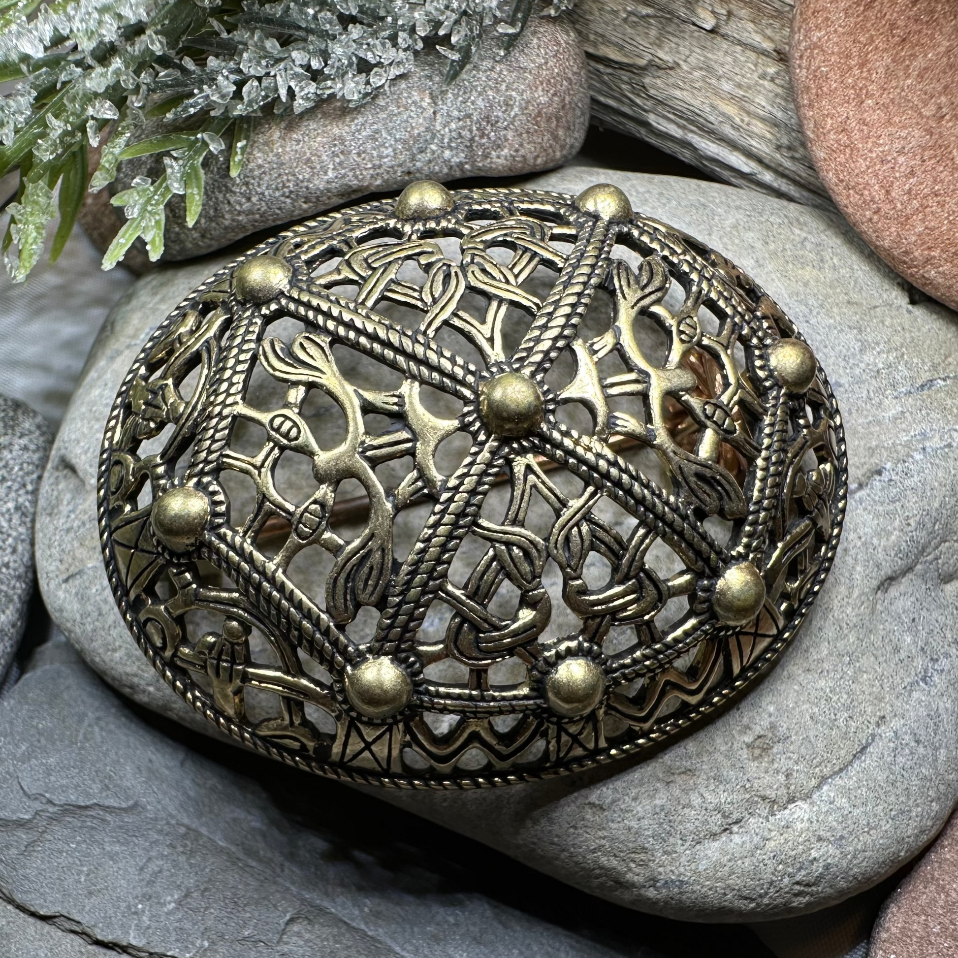 Large Akershus Viking Celtic Brooch - Bronze Historical Reproduction Pin — view 8