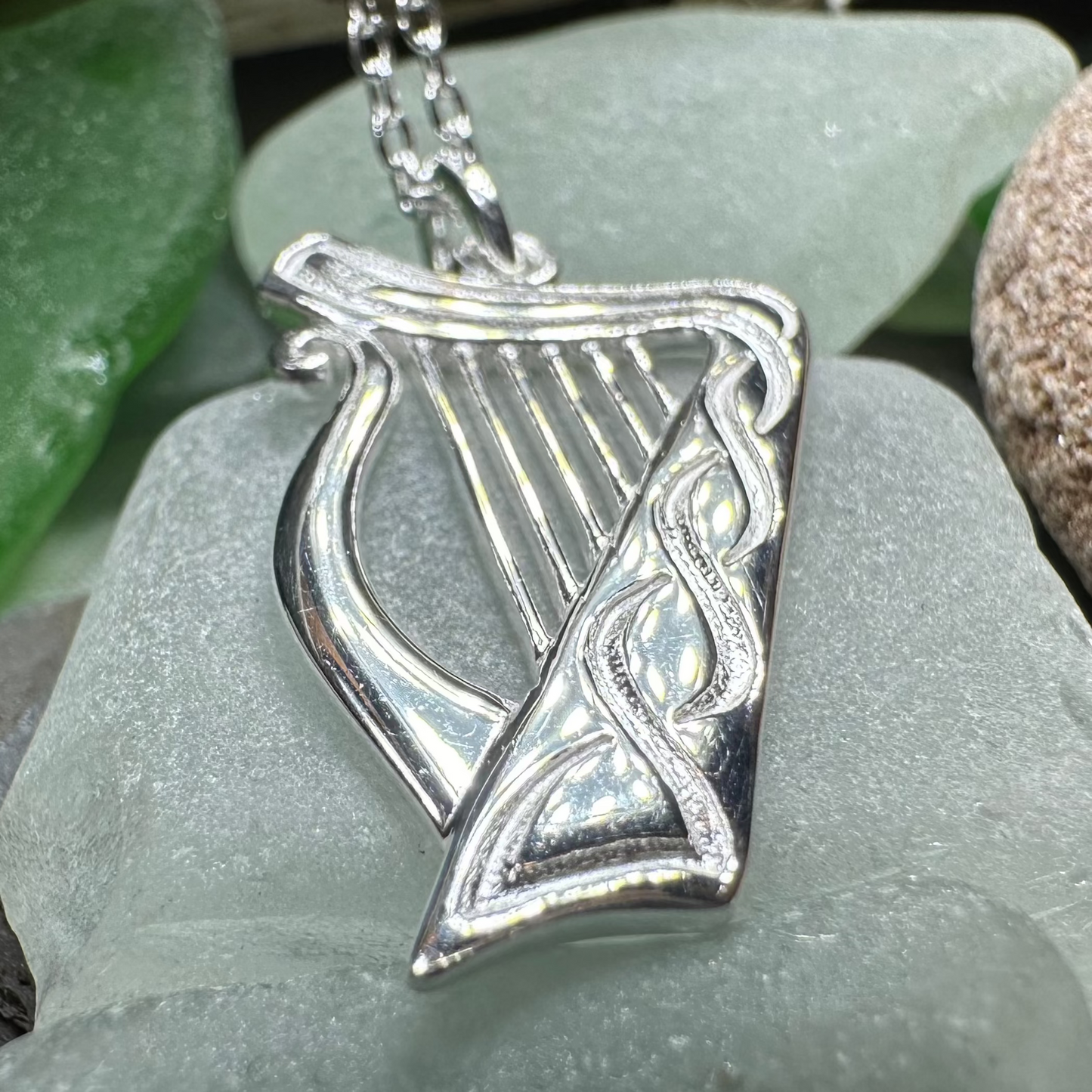 Alianna Irish Harp Necklace in sterling silver