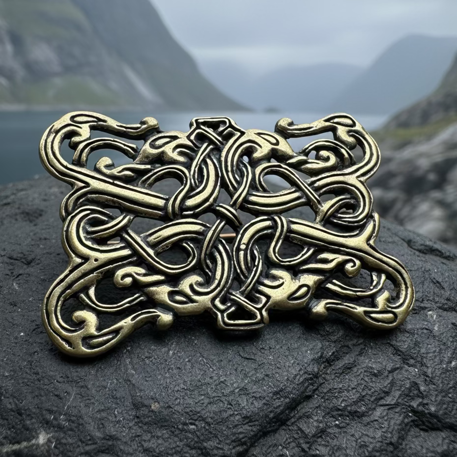 Large Gunnar Celtic Viking Brooch - Bronze Historical Reproduction Pin