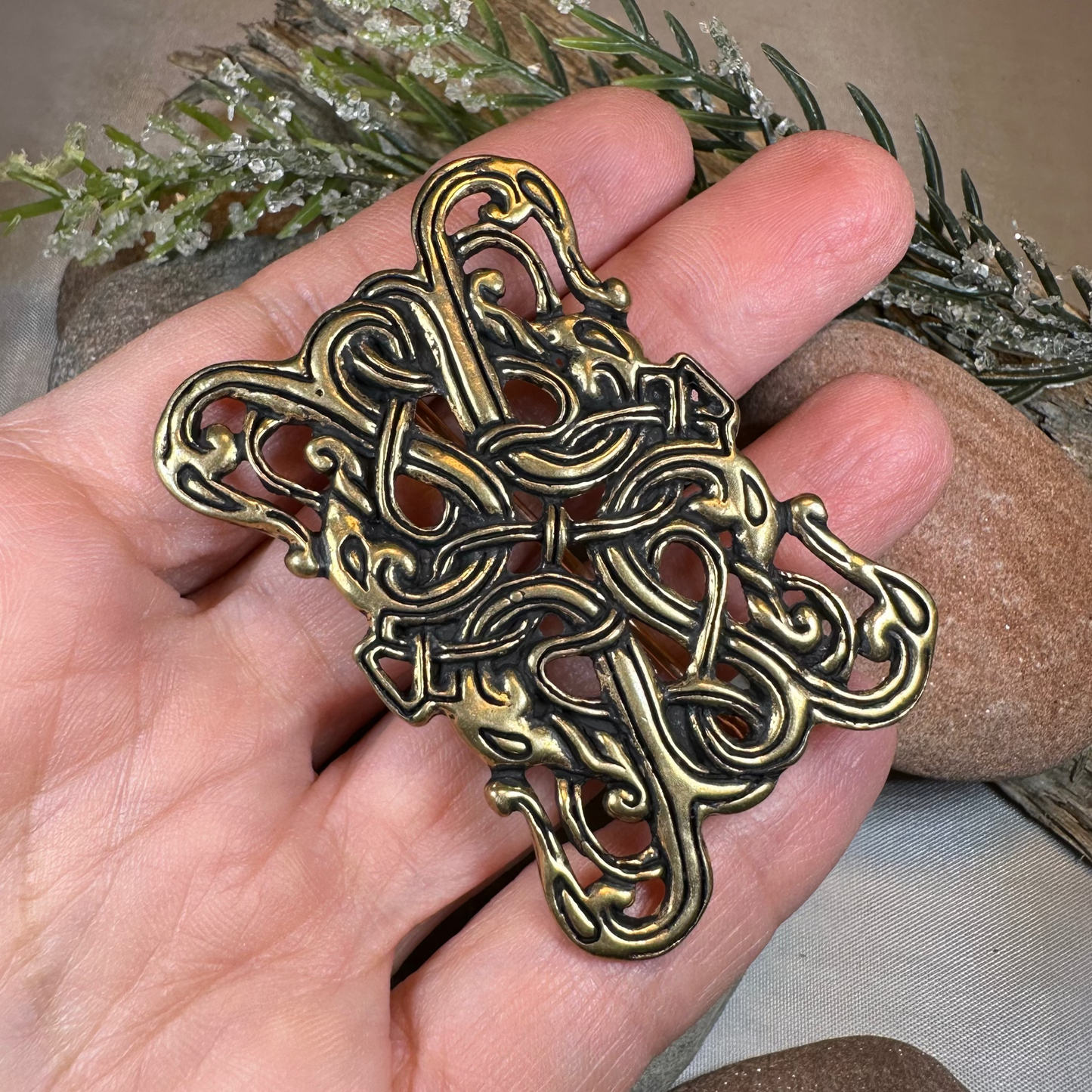 Large Gunnar Celtic Viking Brooch - Bronze Historical Reproduction Pin
