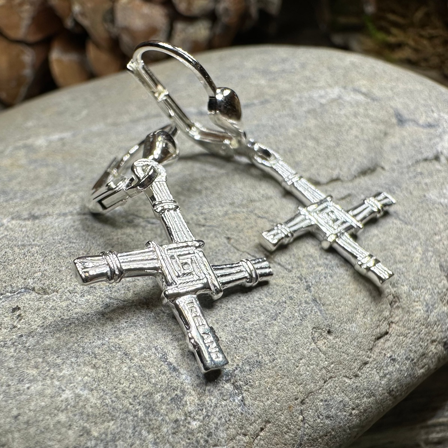 Saint Brigid's Cross Leverback Earrings - Made in Ireland — view 6
