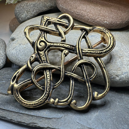 Large Trollaskogur Celtic Viking Brooch - Bronze Historical Reproduction Pin