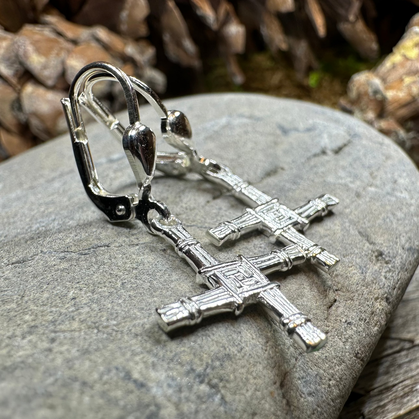 Saint Brigid's Cross Leverback Earrings - Made in Ireland — view 7