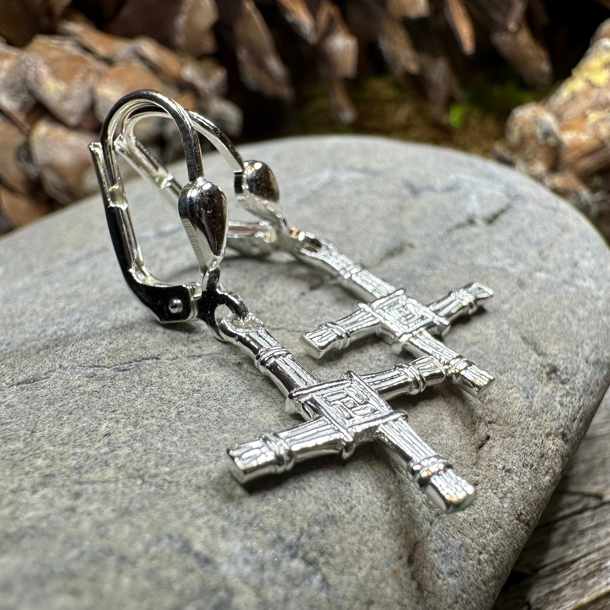 Saint Brigid's Cross Leverback Earrings - Made in Ireland — view 7