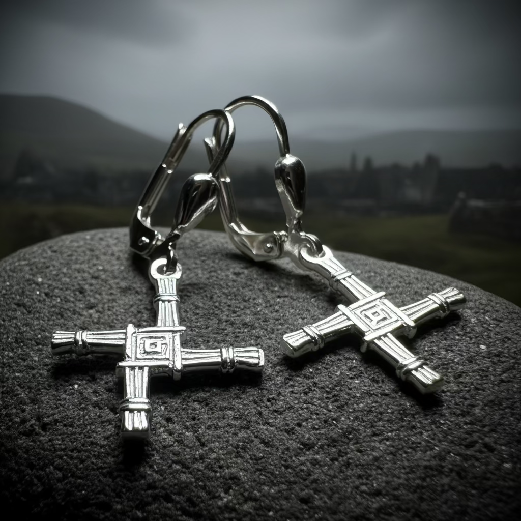 Saint Brigid's Cross Leverback Earrings - Made in Ireland in sterling silver