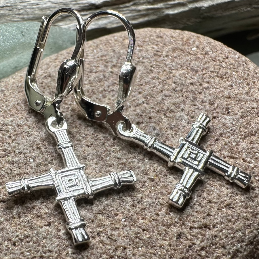 Saint Brigid's Cross Leverback Earrings - Made in Ireland