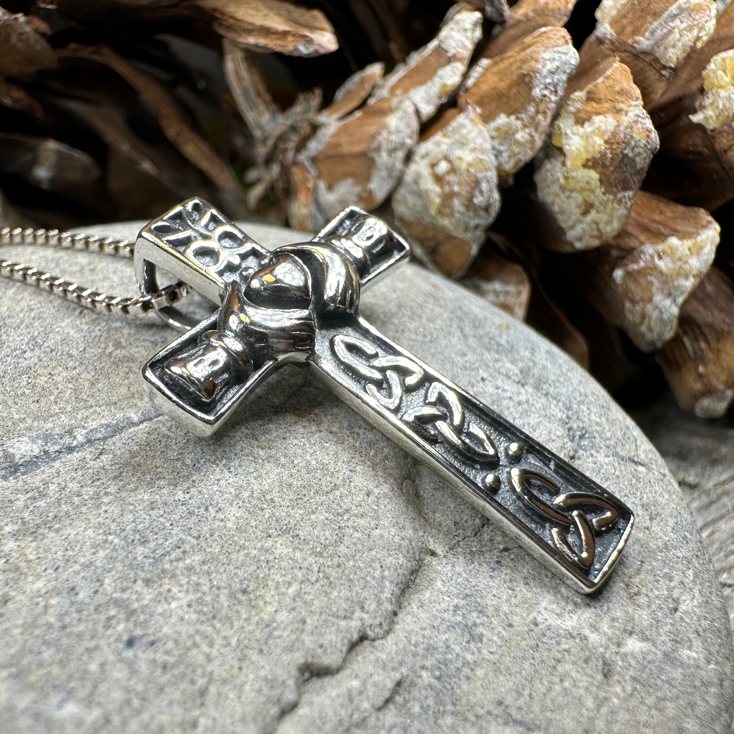 Dayle Celtic Cross Claddagh Necklace — view 3