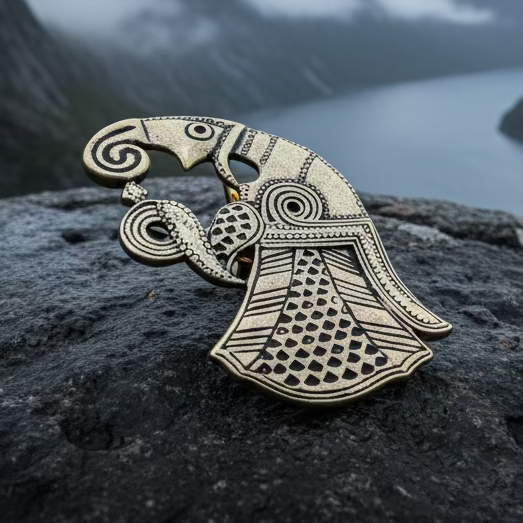 Vendel Raven Brooch - Bronze Historical Reproduction Pin