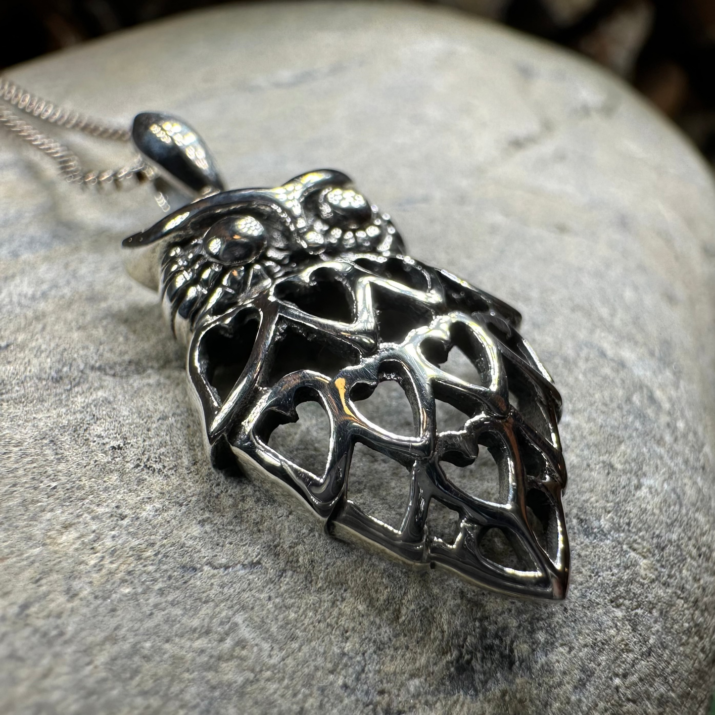 Eagna Owl Lover Necklace in sterling silver