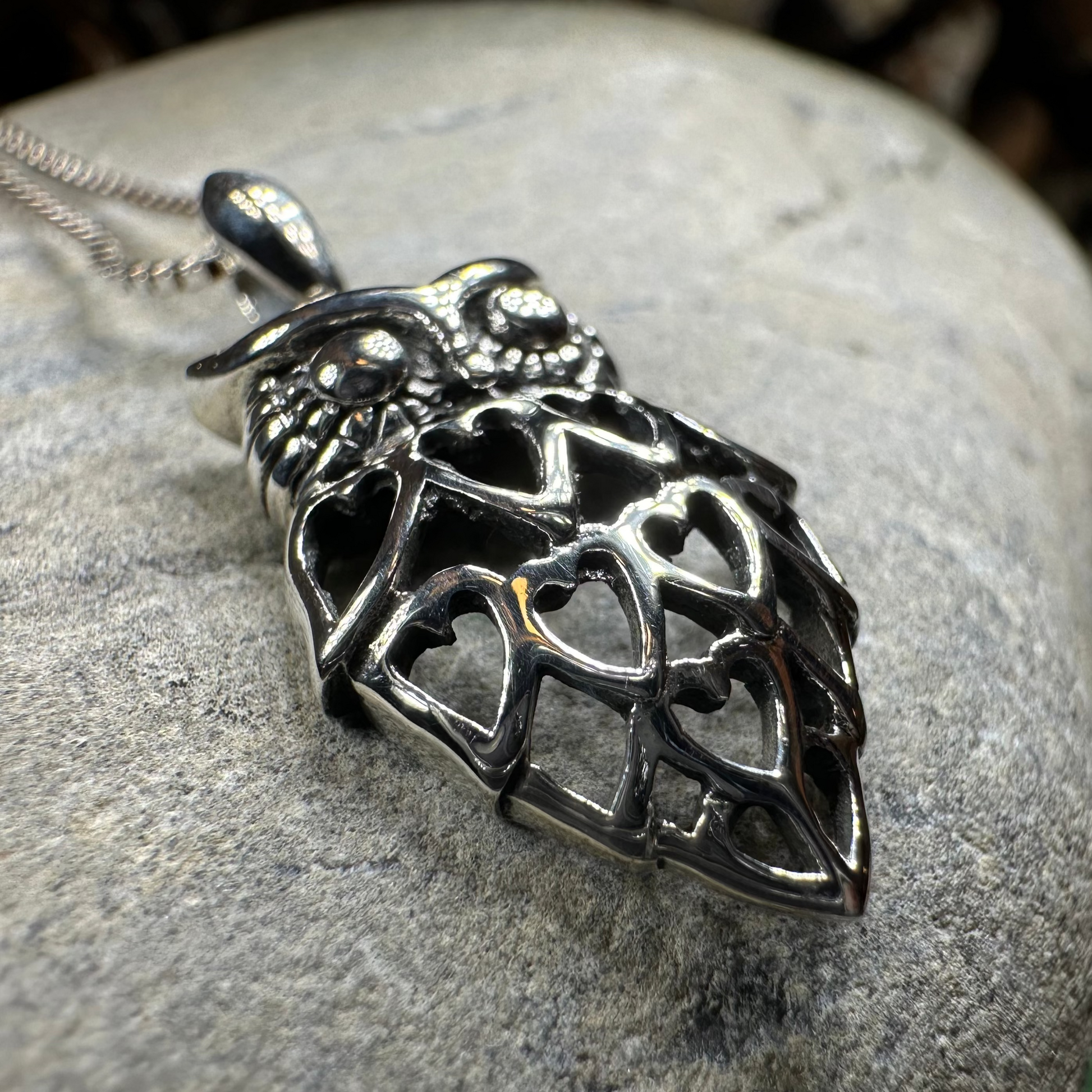 Eagna Owl Lover Necklace in sterling silver
