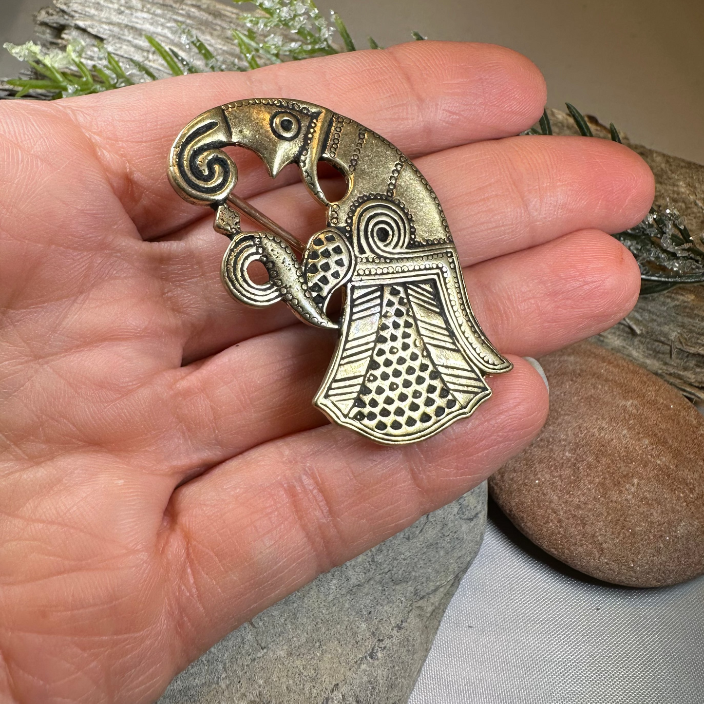 Vendel Raven Brooch - Bronze Historical Reproduction Pin