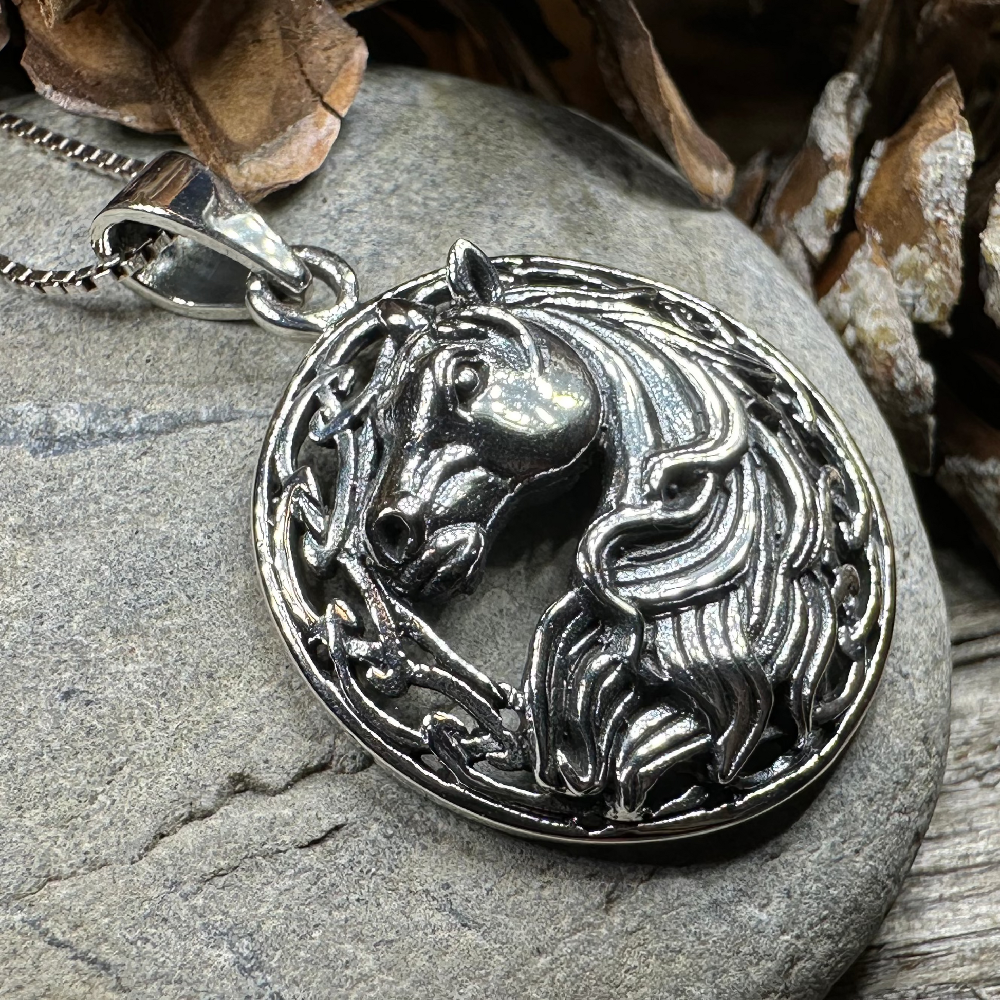Roan Celtic Horse Necklace — view 8