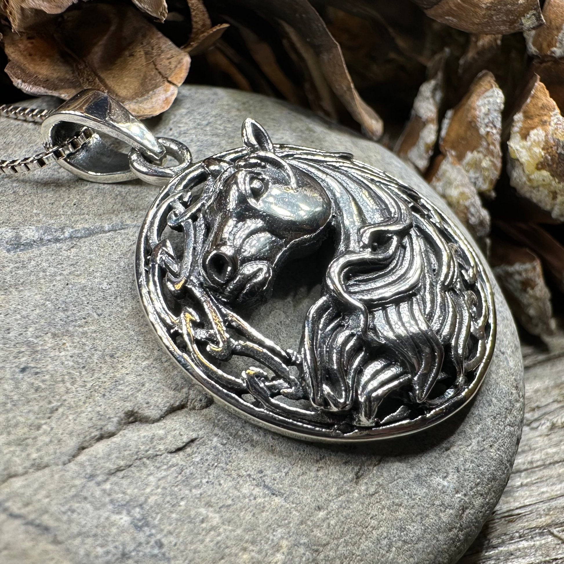 Roan Celtic Horse Necklace — view 3