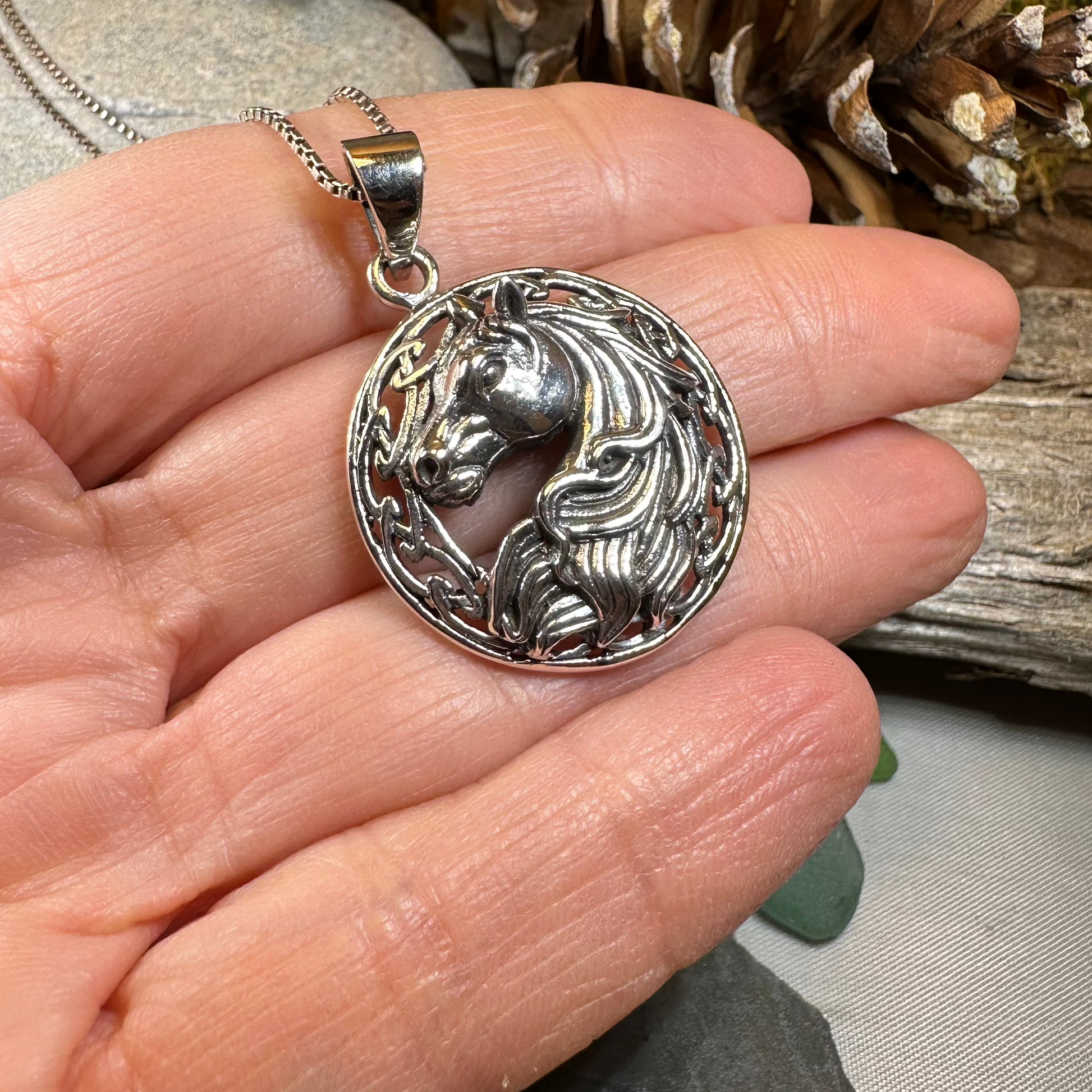 Roan Celtic Horse Necklace — view 6
