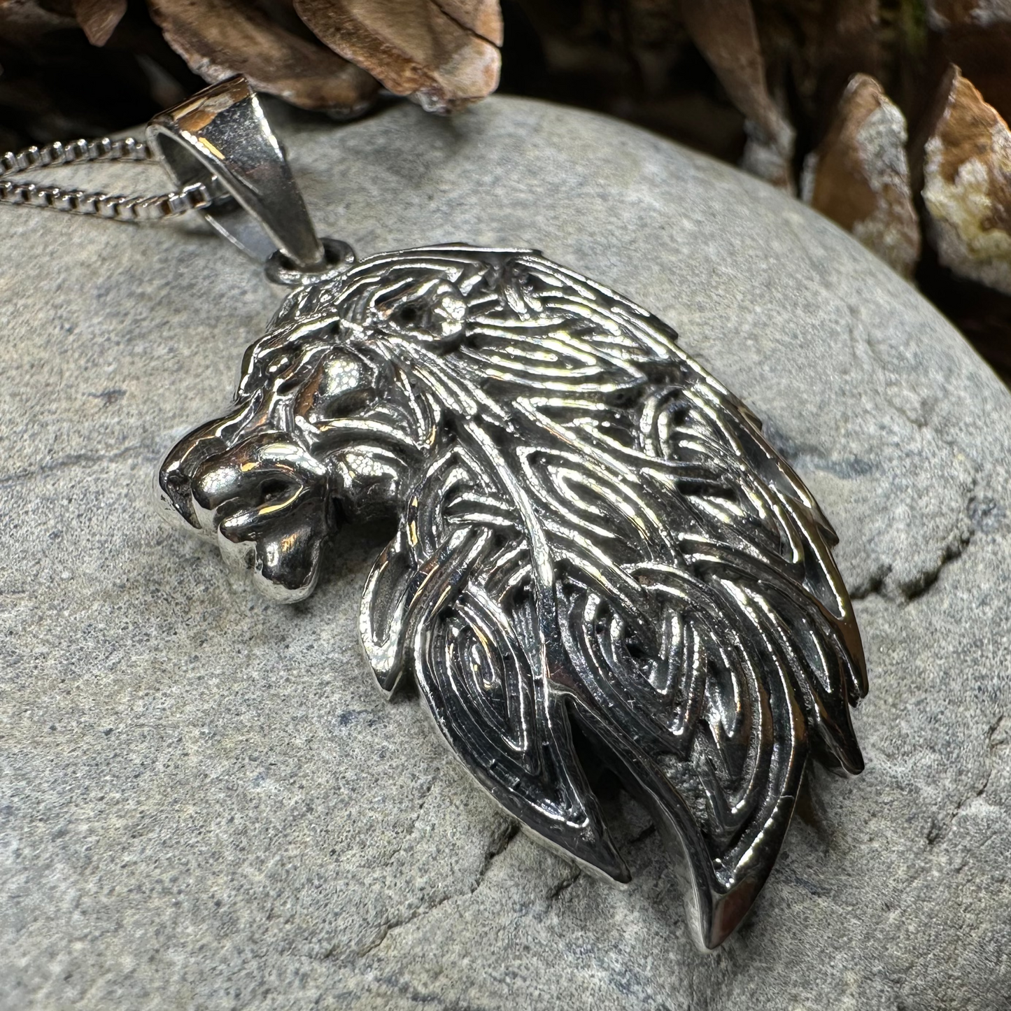 Lael Celtic Lion Necklace in Sterling Silver — view 8