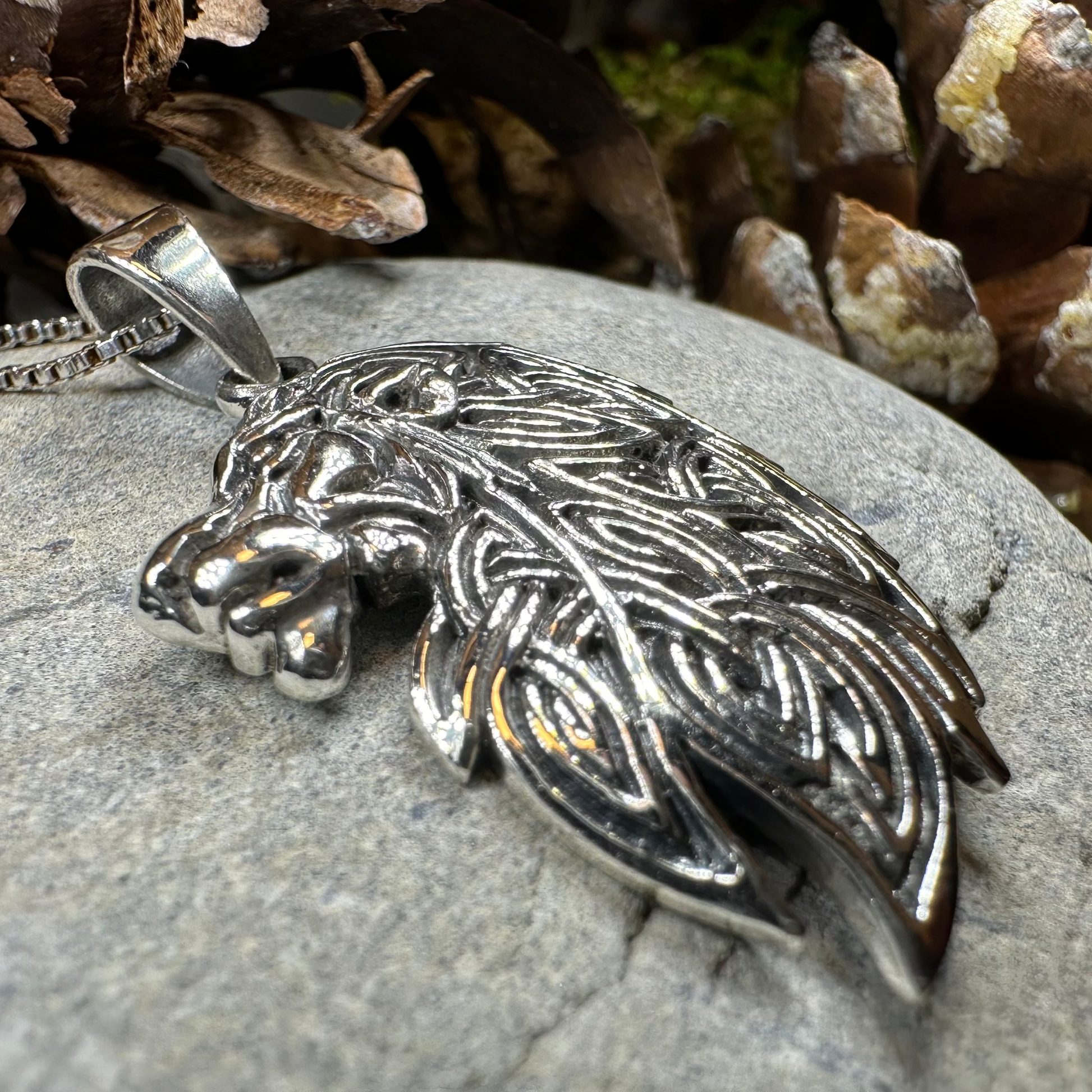 Lael Celtic Lion Necklace in Sterling Silver — view 5