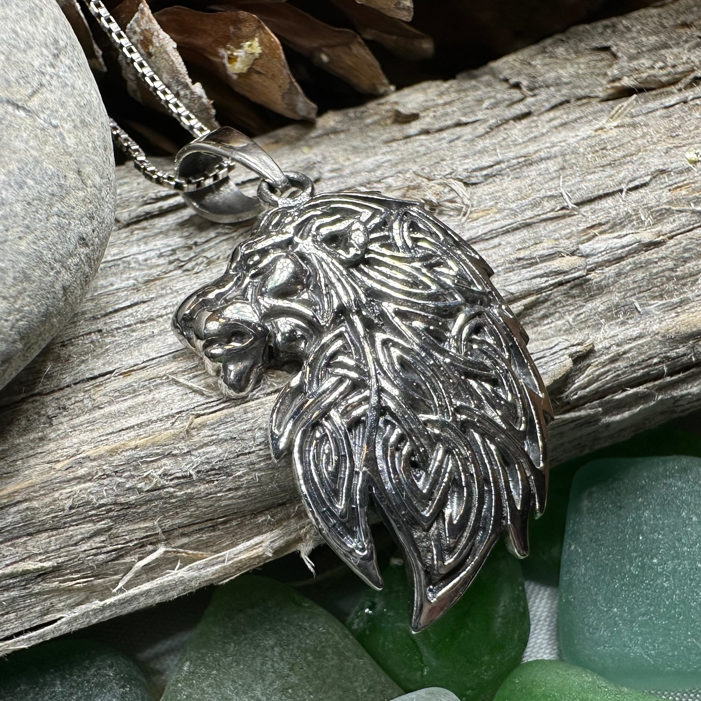 Lael Celtic Lion Necklace in Sterling Silver — view 7
