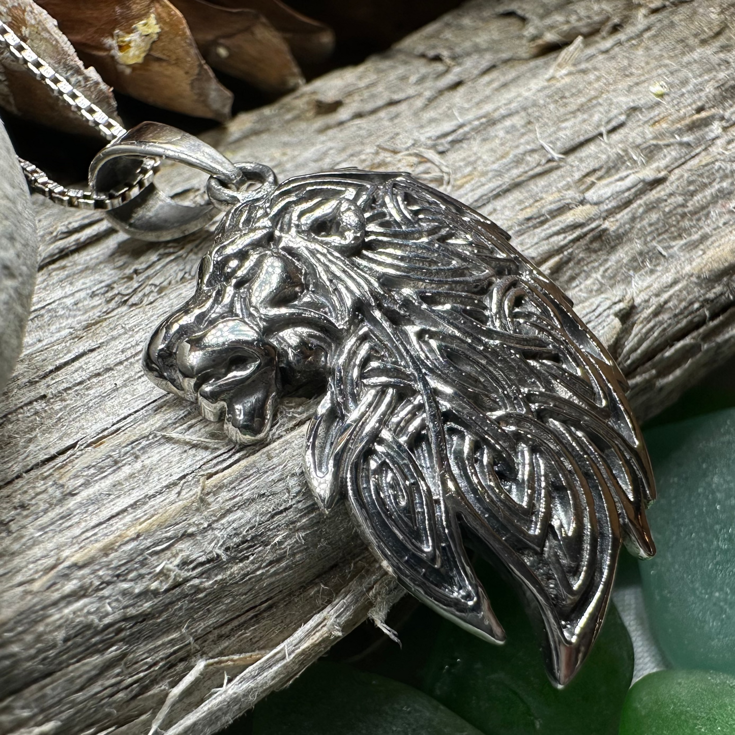 Lael Celtic Lion Necklace in Sterling Silver — view 3