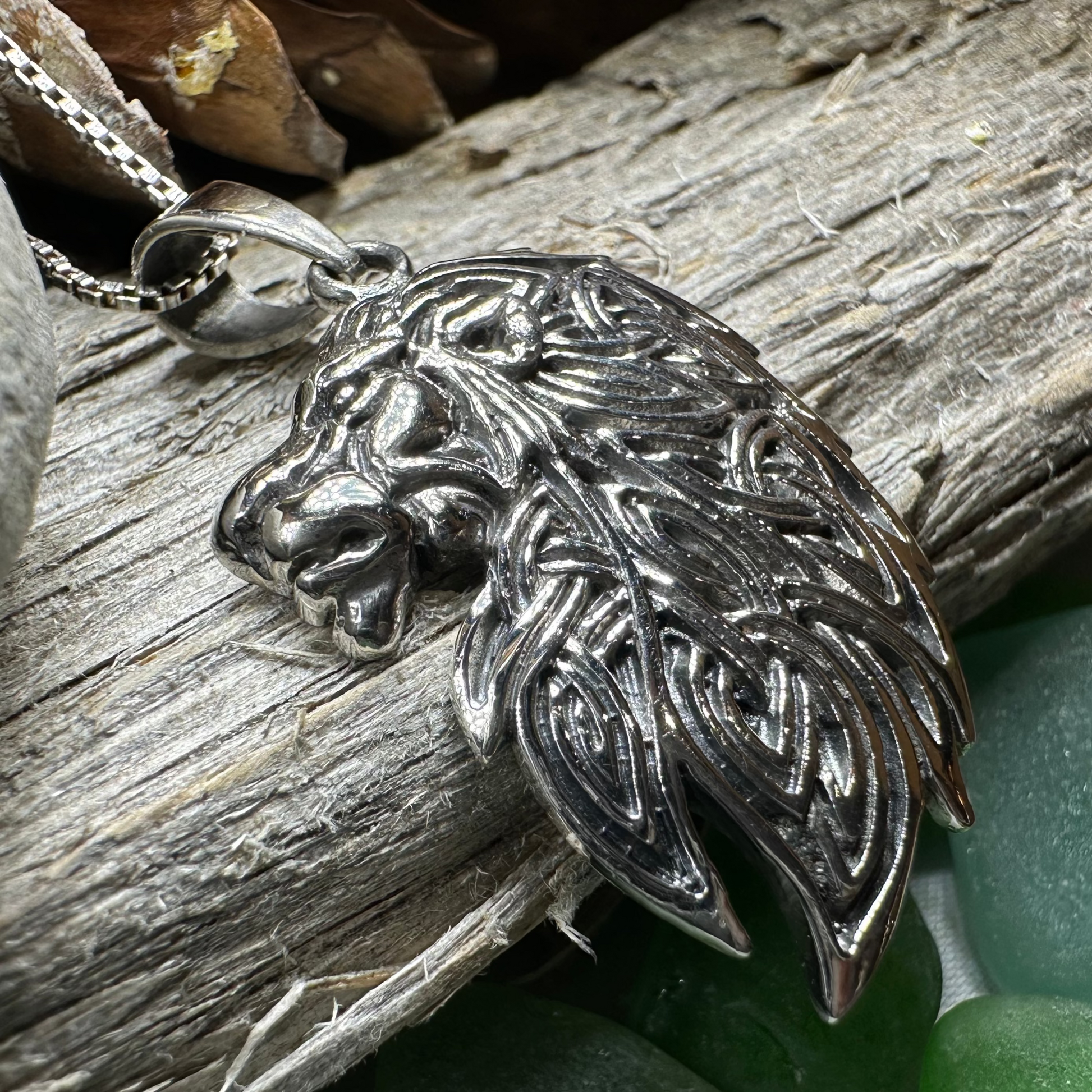 Lael Celtic Lion Necklace in Sterling Silver — view 3