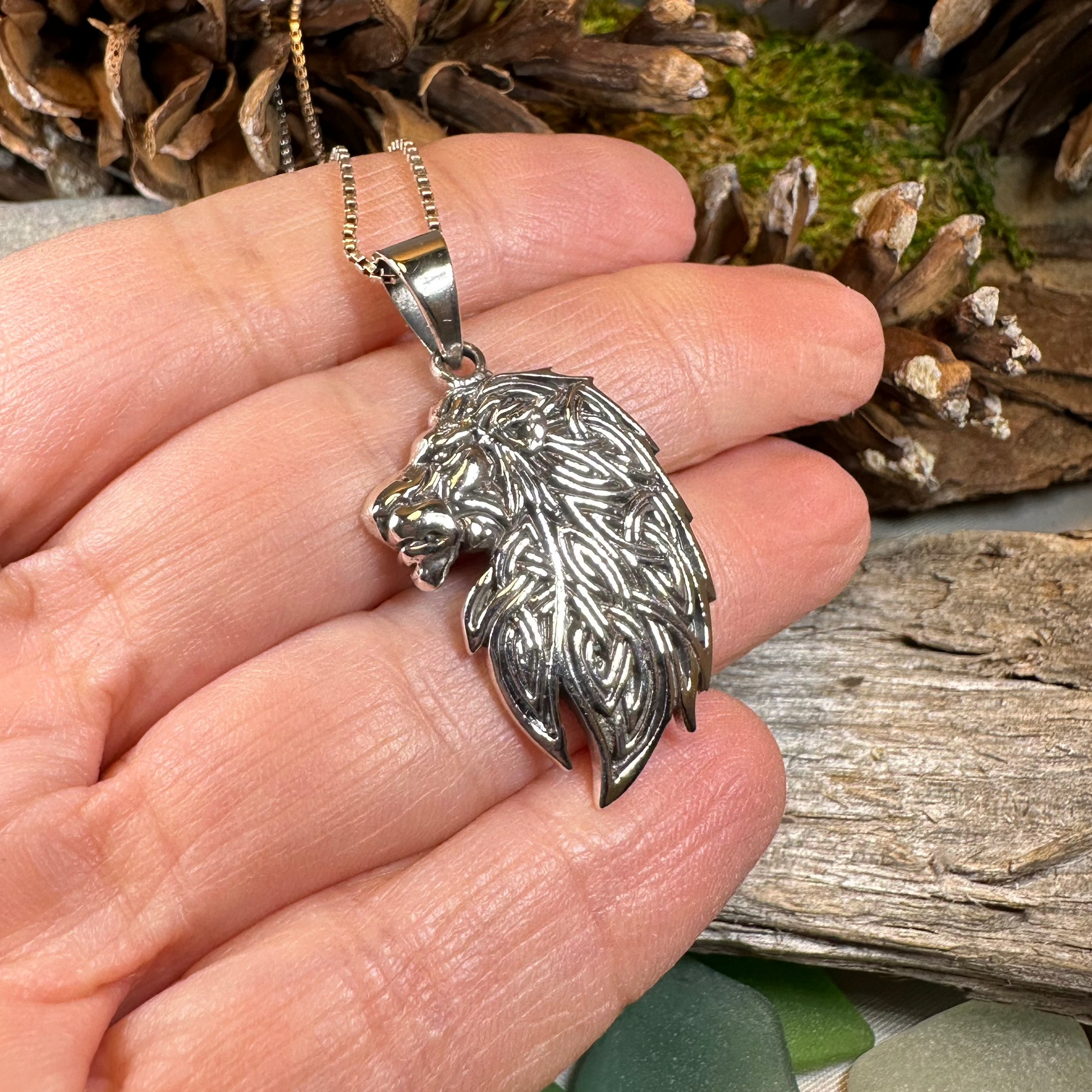 Lael Celtic Lion Necklace in Sterling Silver — view 6