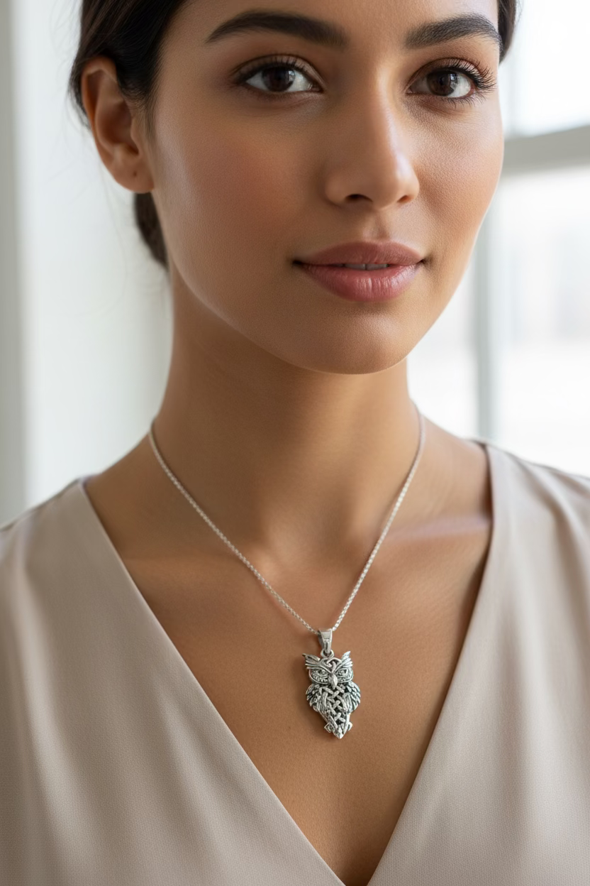 Owl Celtic Knot Necklace — view 2