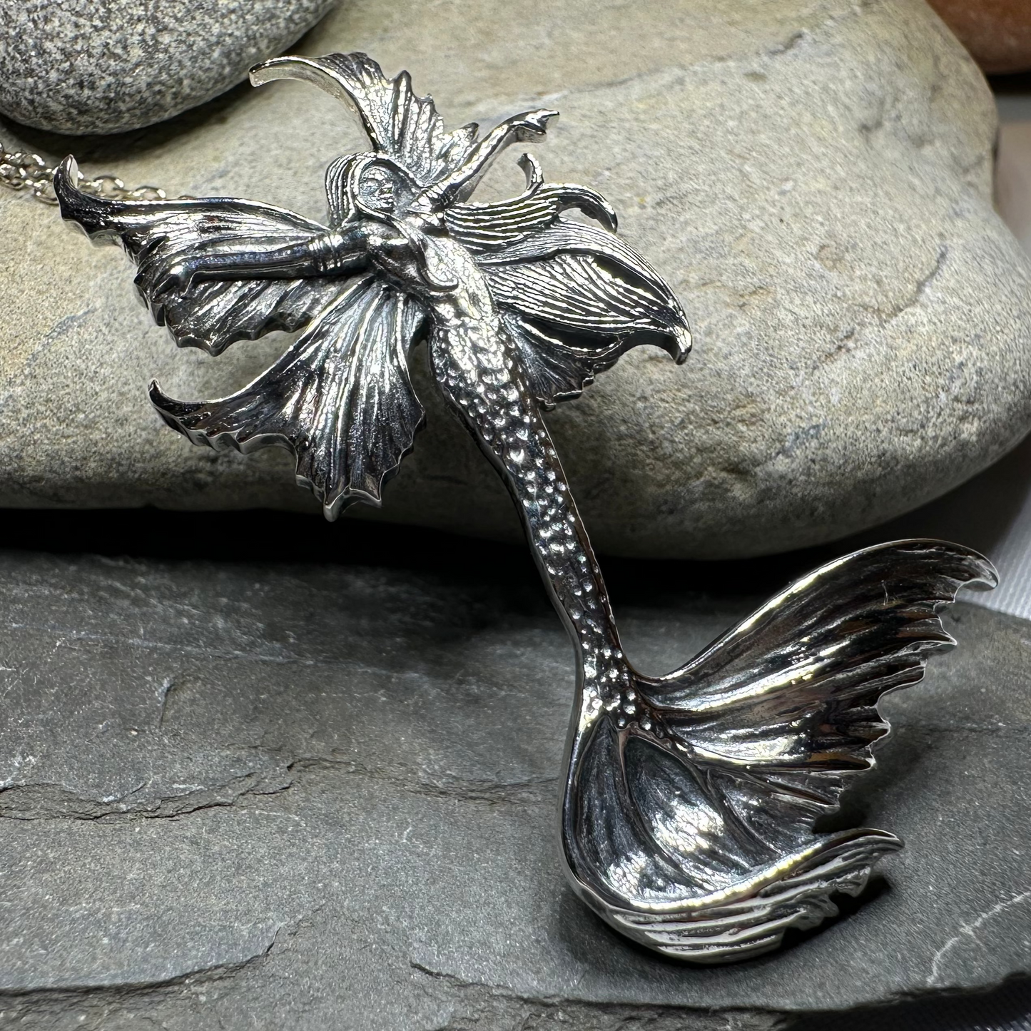 Sea Fairy Mermaid Necklace in Sterling Silver — view 3