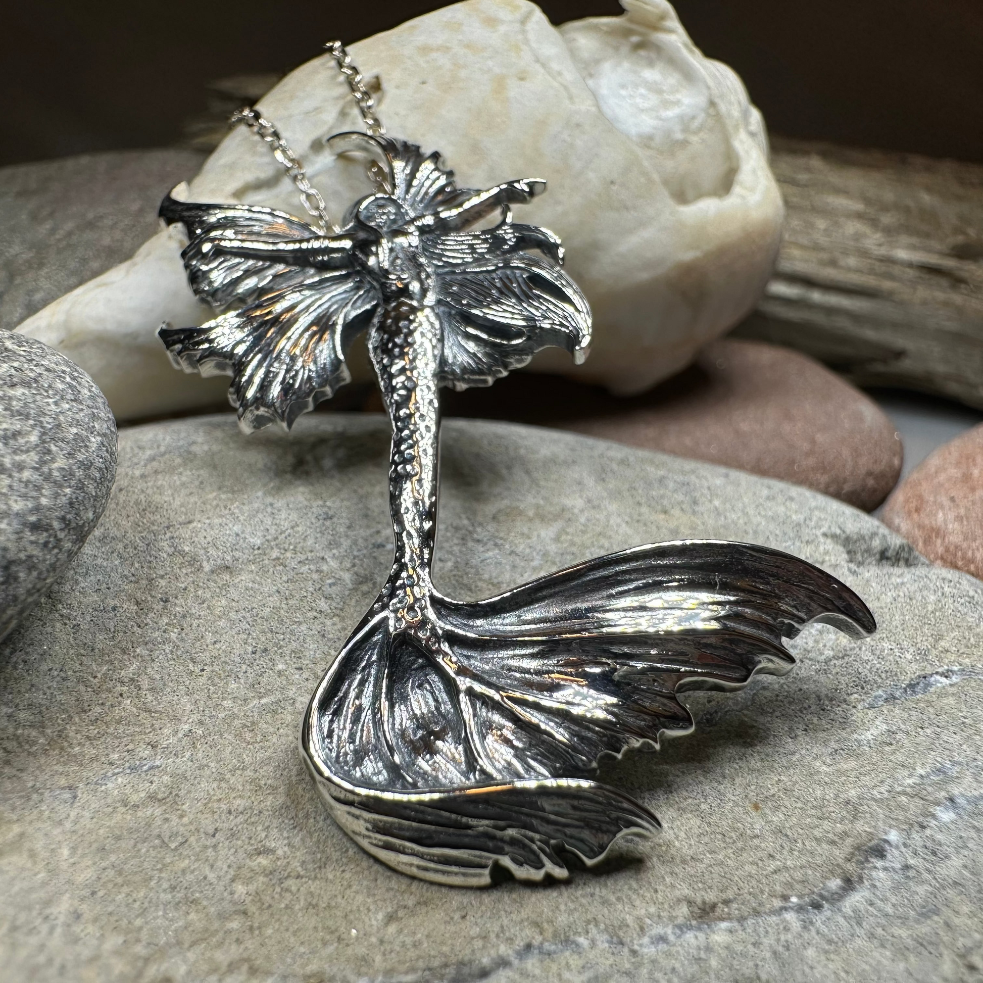 Sea Fairy Mermaid Necklace in Sterling Silver — view 7