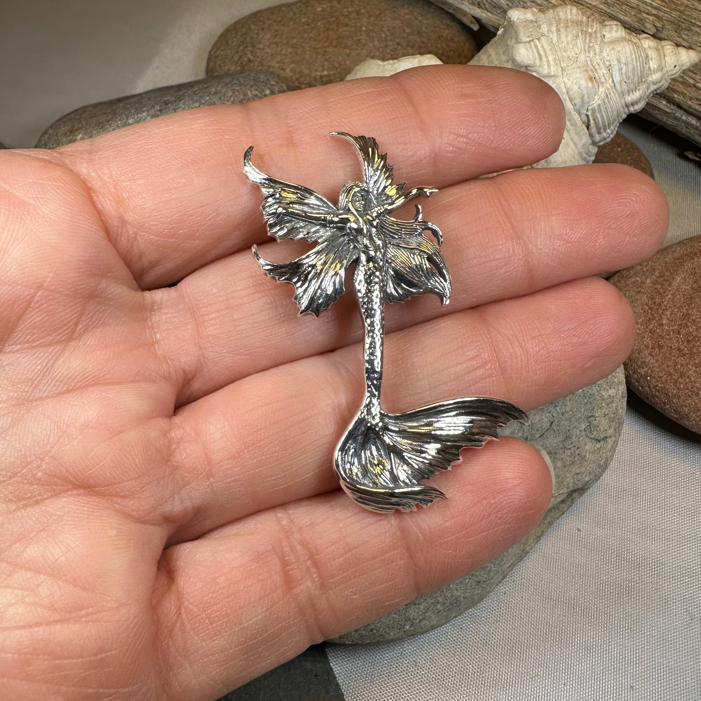 Sea Fairy Mermaid Necklace in Sterling Silver — view 5