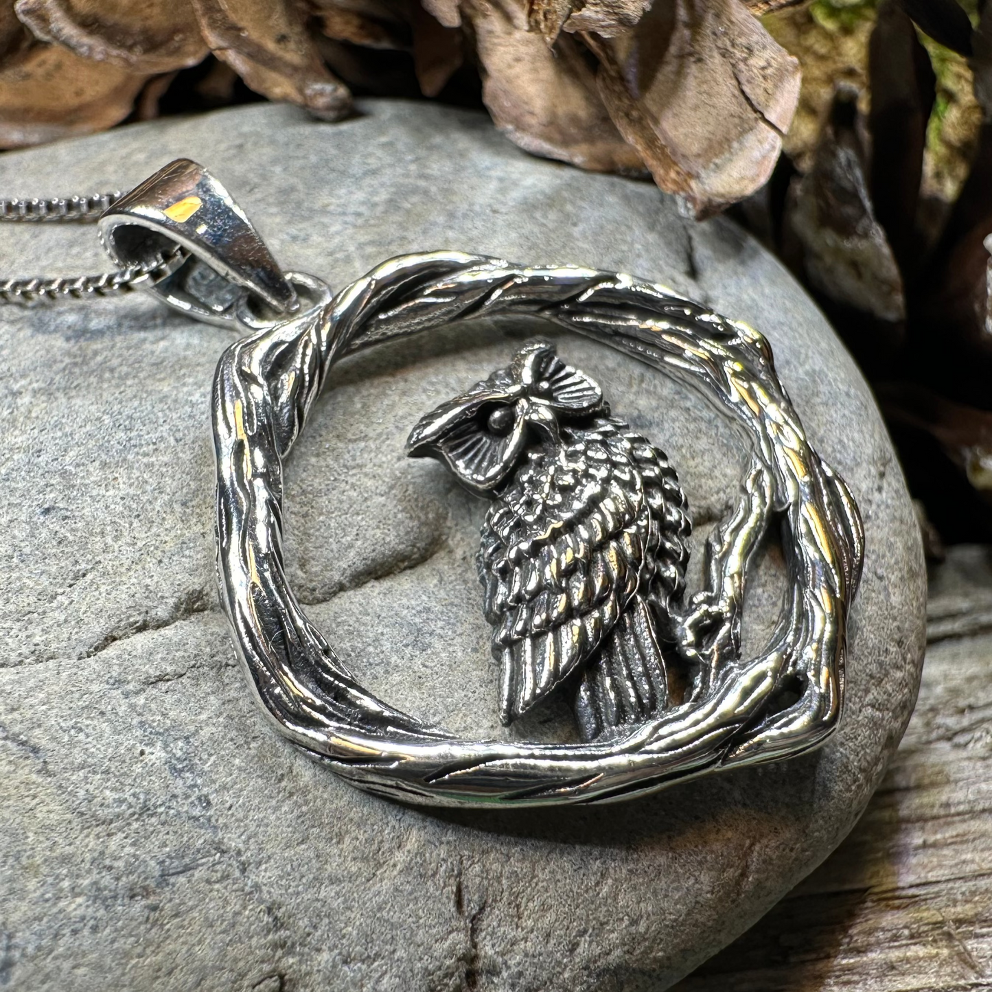 Nightwatcher Owl Necklace in silver