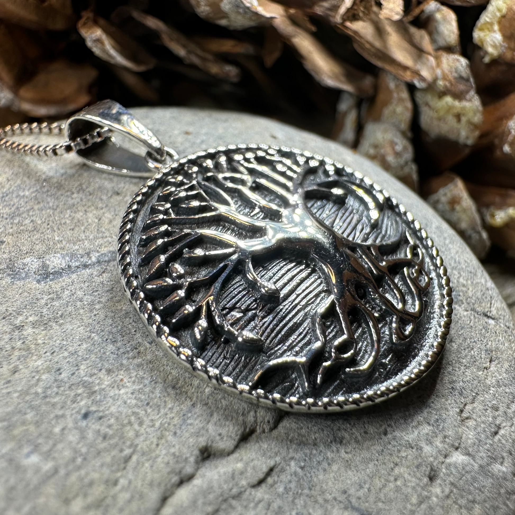 Duille Celtic Tree of Life Necklace in Sterling Silver — view 4