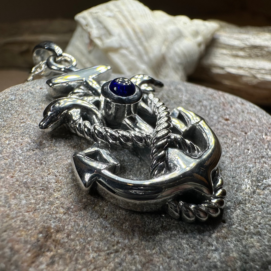 Dolphin Anchor Necklace in Sterling Silver