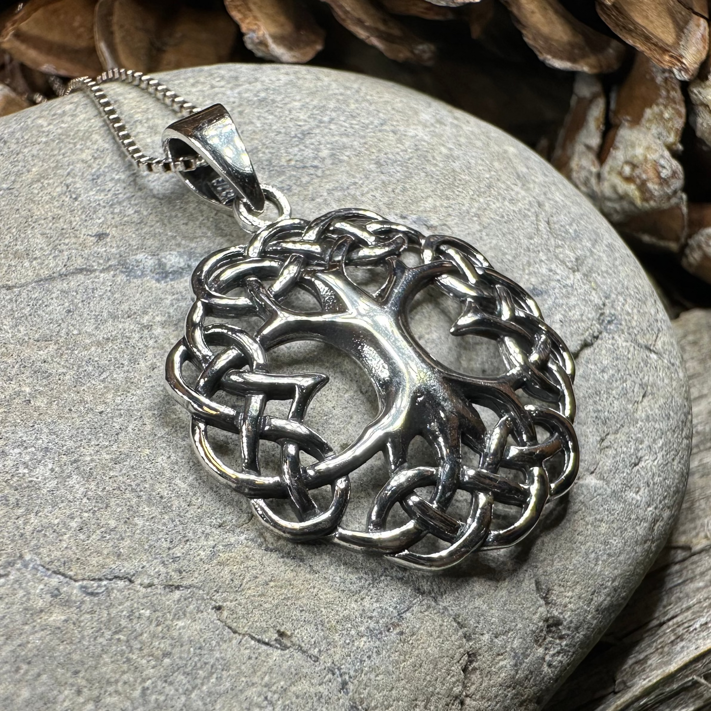 Cynthia Celtic Tree of Life Necklace in Sterling Silver — view 9