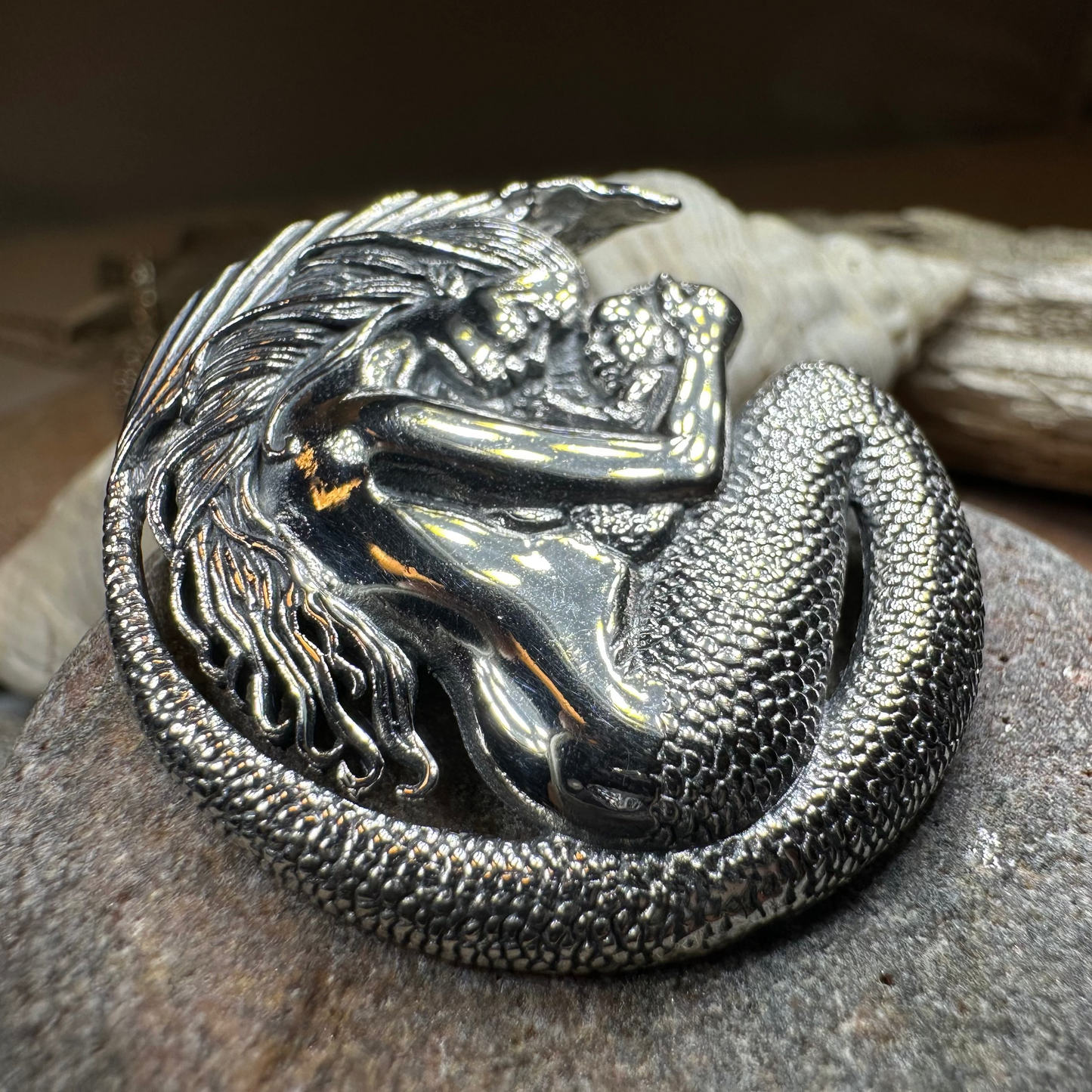 Loving Motherhood Mermaid Necklace in Sterling Silver