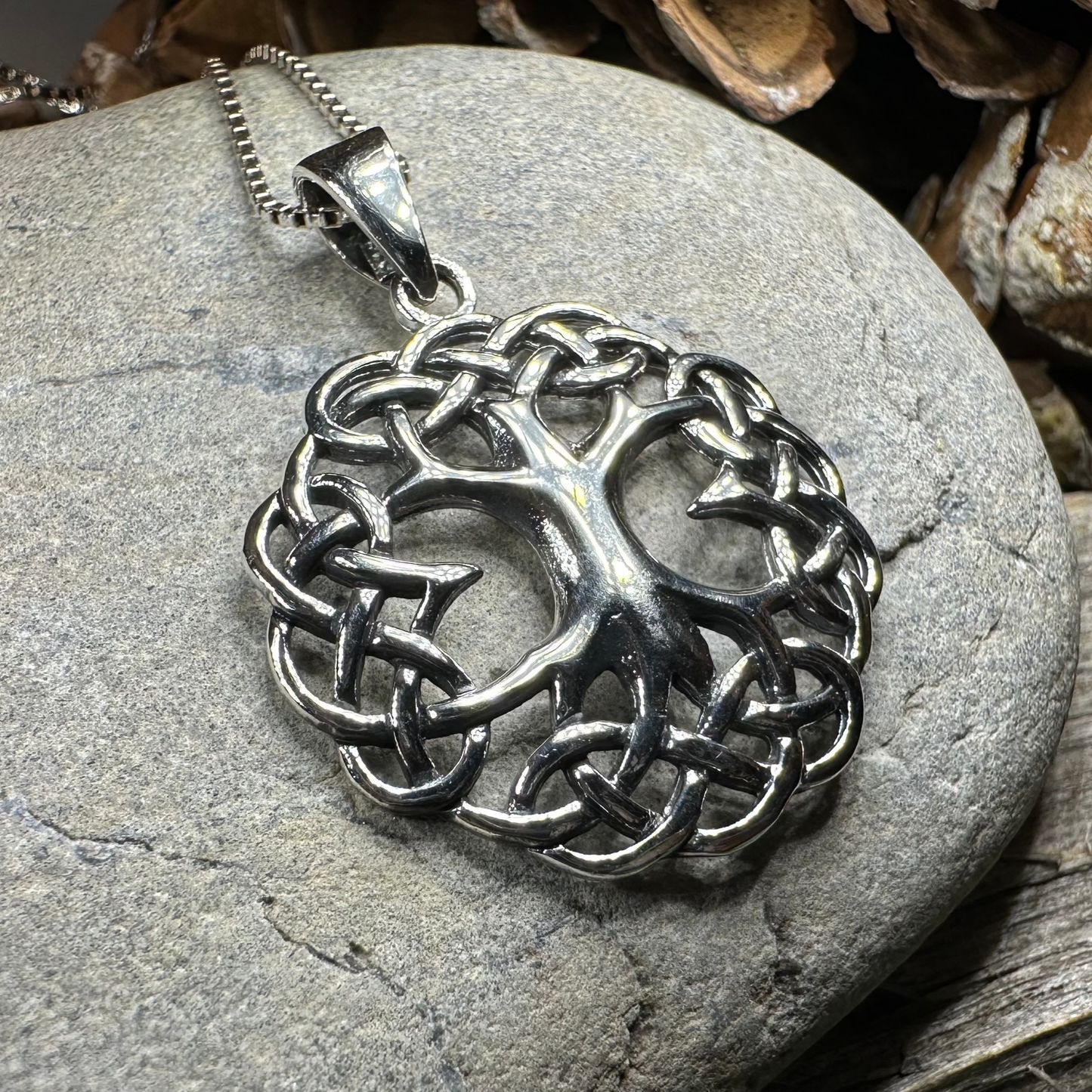 Cynthia Celtic Tree of Life Necklace in Sterling Silver — view 4