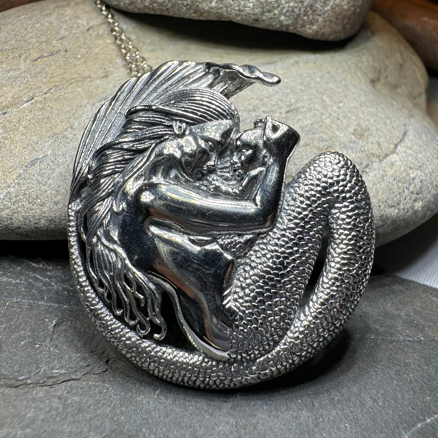 Loving Motherhood Mermaid Necklace in Sterling Silver