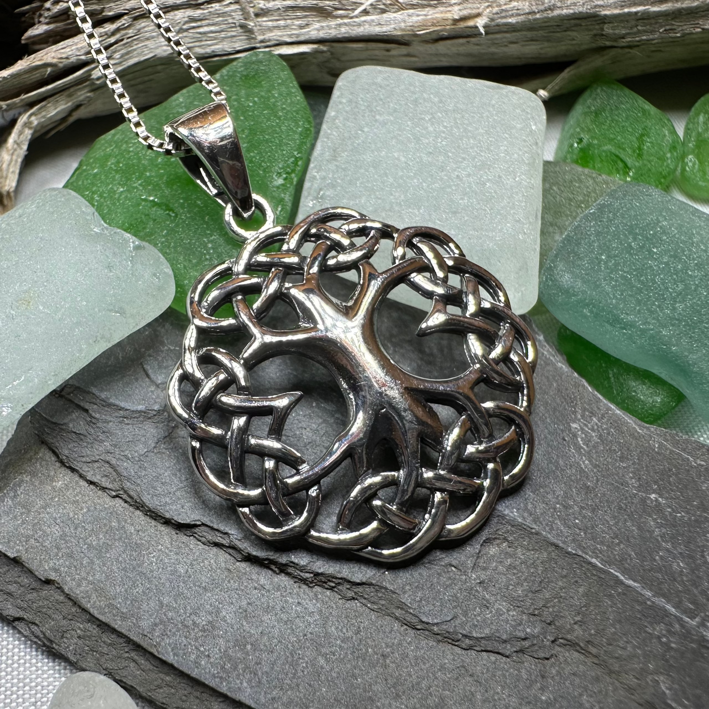 Cynthia Celtic Tree of Life Necklace in Sterling Silver — view 7