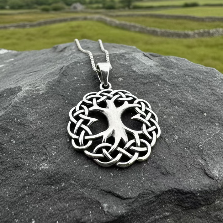 Cynthia Celtic Tree of Life Necklace in Sterling Silver — view 5