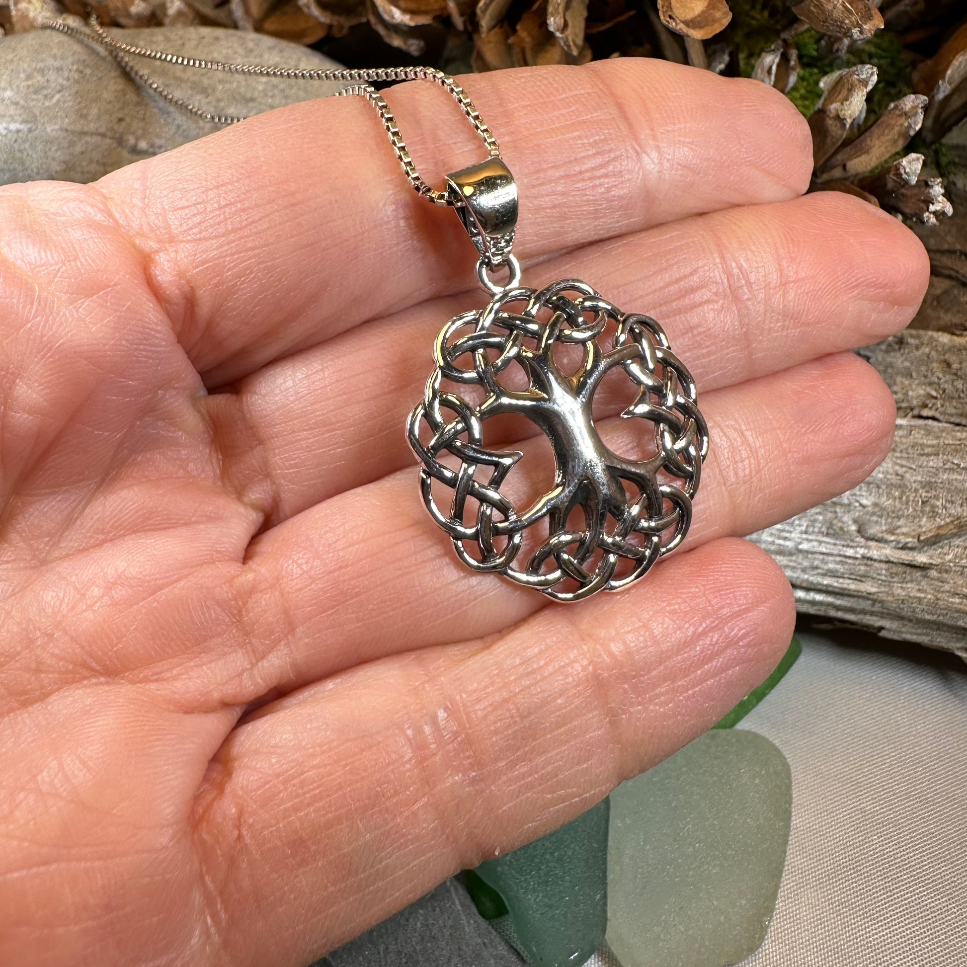 Cynthia Celtic Tree of Life Necklace in Sterling Silver — view 3